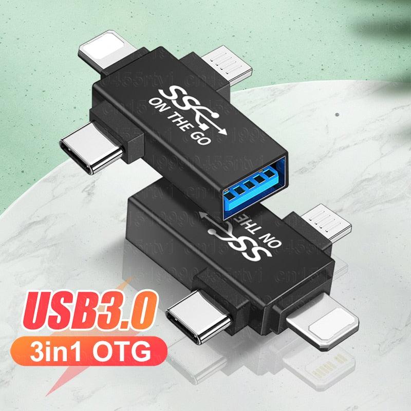 Connecteur USB 3 en 1 universel - USB, Iphone, Android, PC, Tablette - DealValley