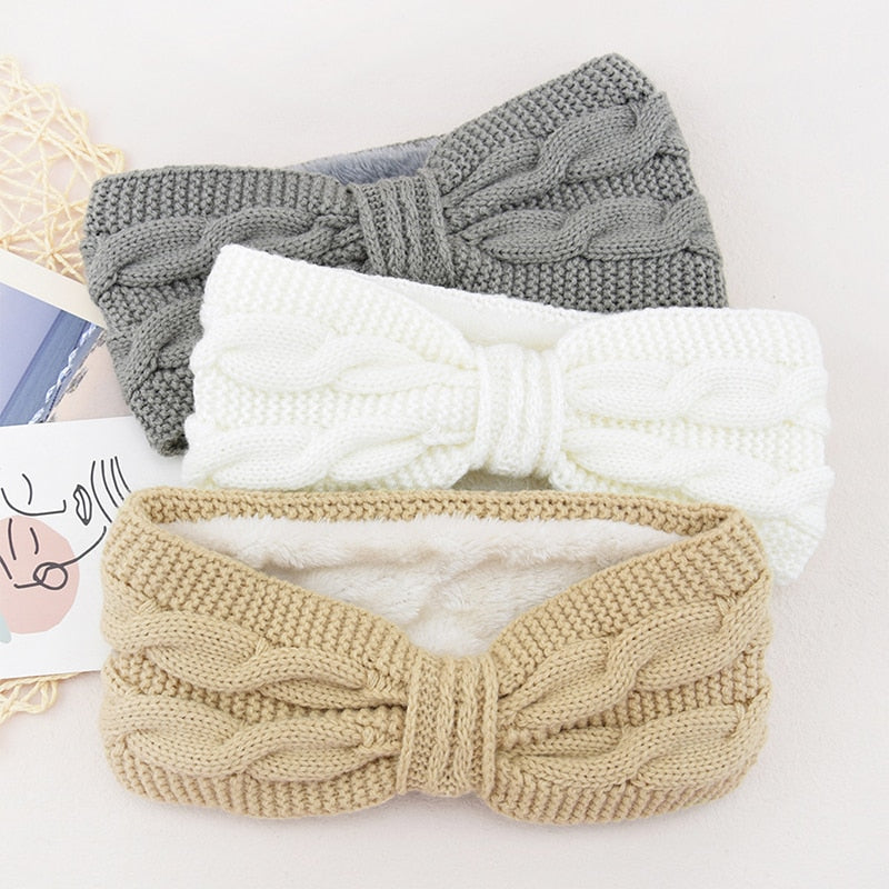 Bandeau tricoté fausse fourrure