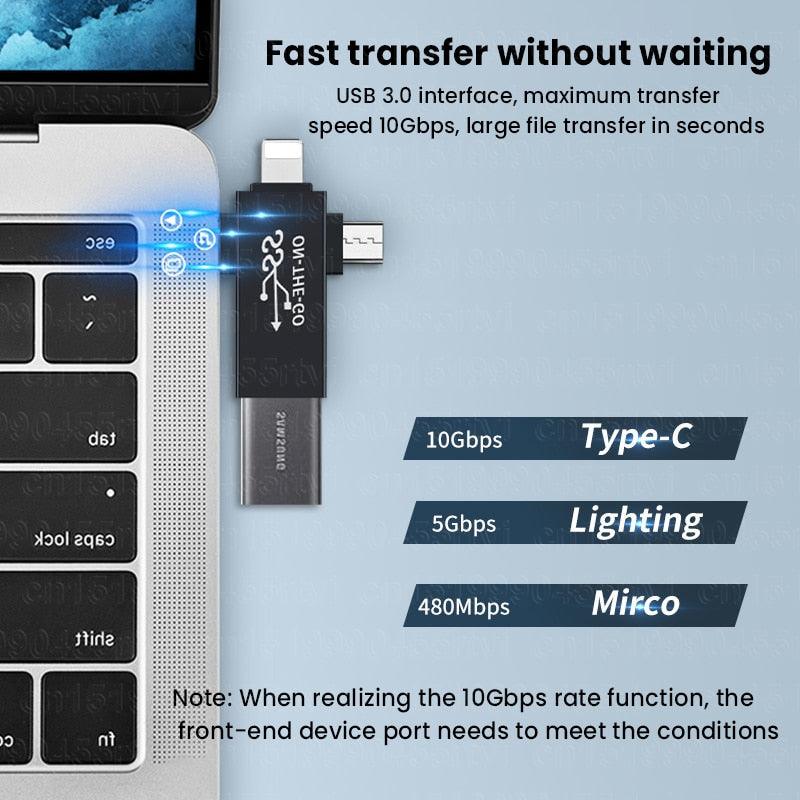 Connecteur USB 3 en 1 universel - USB, Iphone, Android, PC, Tablette - DealValley