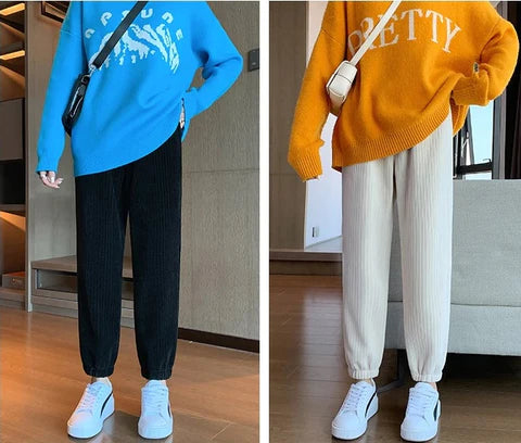 Pantalon d'hiver chaud en velours côtelé