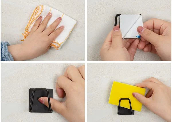 Lot de 4 Support auto-adhesif pour éponge et serviette