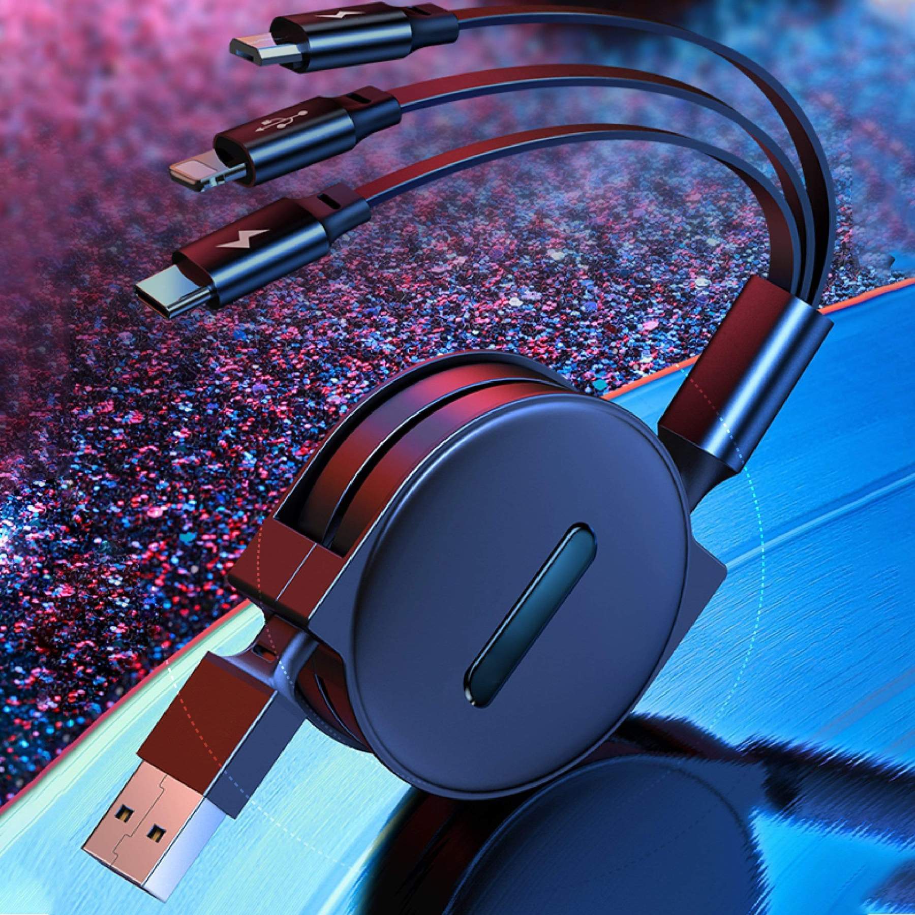 Câble de données rétractable 3 en 1